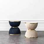 Дизайнерский журнальный стол фактурный с круглой белой столешницей Luler варинант исполнения - 2 | Loft Concept в Самаре