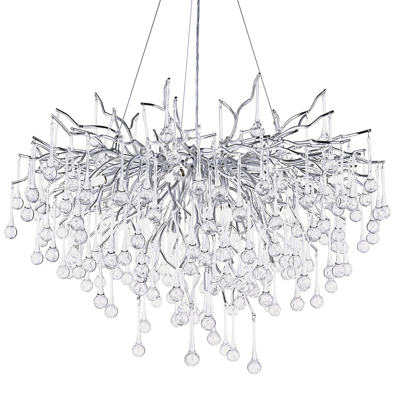 Люстра с хрустальными подвесками капли серебро Droplet Silver Chandelier 15 Серебряный Прозрачное Стекло Люстра с хрустальными подвесками капли серебро Droplet Silver Chandelier 15 Серебряный Прозрачное Стекло в Самаре | Loft Concept