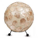 Настольная лампа из перламутра на металлическом каркасе Indonesian Circle варинант исполнения - 2 | Loft Concept в Самаре