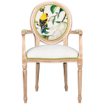 Стул с подлокотниками золотистый из бука с изображением птиц и цветов Blooming Birds 2 варинант исполнения - 1 | Loft Concept в Самаре