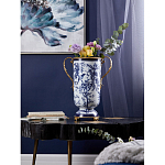Ваза с бронзовыми ручками и синим цветочным узором Blue & White Ornament варинант исполнения - 8 | Loft Concept в Самаре