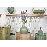 Кувшин зеленого цвета из фарфора с бронзовой крышкой и изогнутой ручкой Eden Garden porcelain and bronze варинант исполнения - 4 | Loft Concept в Самаре