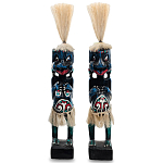 Комплект из 2-х деревянных статуэток Asmat Straw Headdress Statuettes Blue Red варинант исполнения - 1 | Loft Concept в Самаре