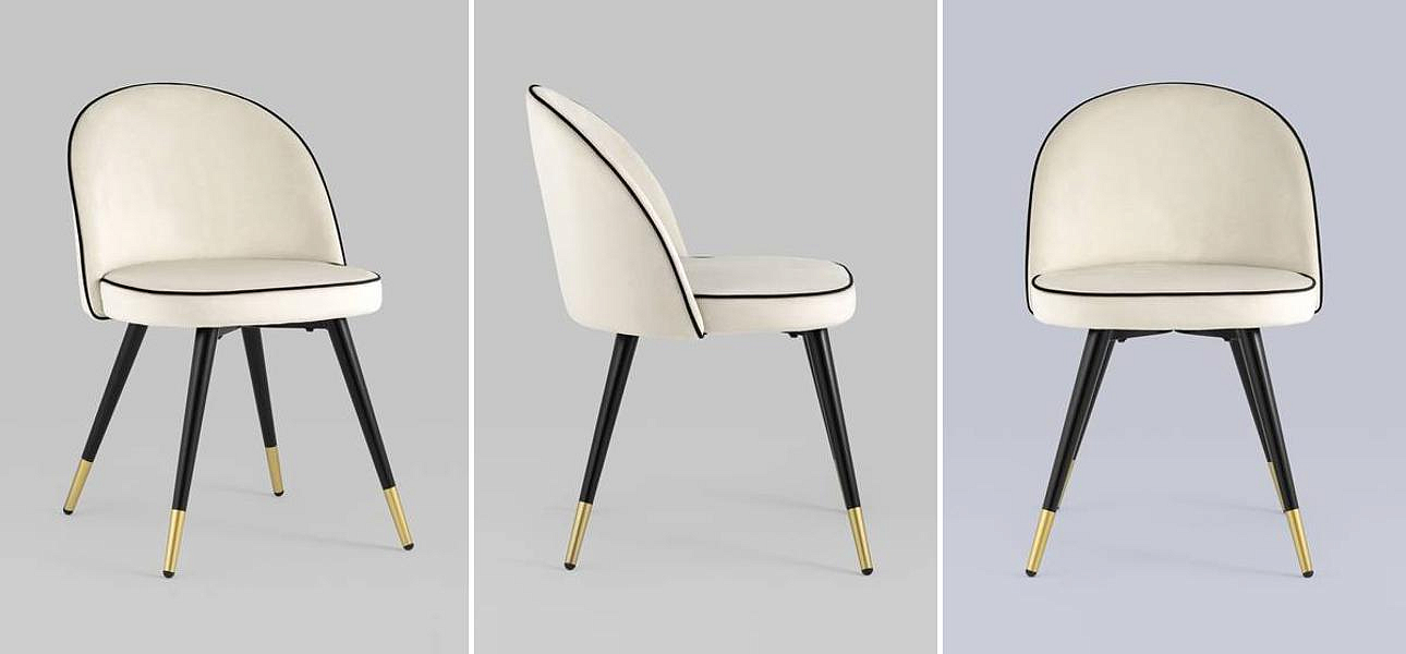 Стул Cooper Chair LUX Молочный Велюр с Черным кантом Стул Cooper Chair LUX Молочный Велюр с Черным кантом - Loft-Concept в Самаре