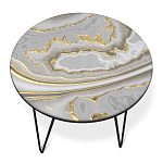 Стол журнальный c круглой столешницей из стекла серого цвета Gray and Gold Marble варинант исполнения - 2 | Loft Concept в Самаре