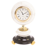 Часы настольные бронзовые из натуральных камней Мрамор и Змеевик Stone Clock варинант исполнения - 1 | Loft Concept в Самаре