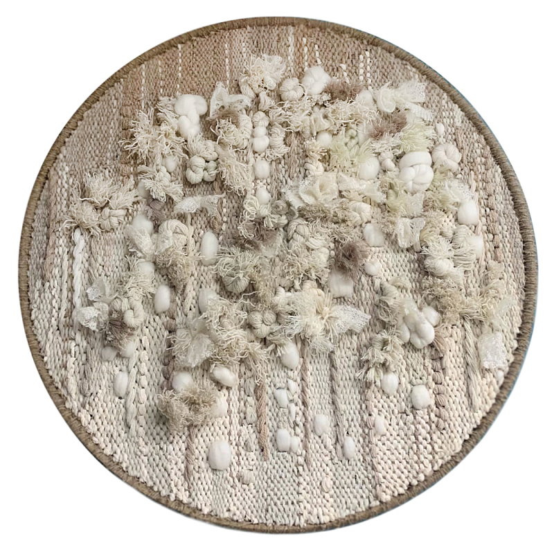 Круглый Вязанный Гобелен Абстракция Breath of Mist Wall Hanging Светло-бежевый Коричневый в Самаре | Loft Concept 