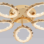 Потолочная люстра с 5-ю светодиодными лампами с золотистым каркасом Ring of Fire варинант исполнения - 2 | Loft Concept в Самаре