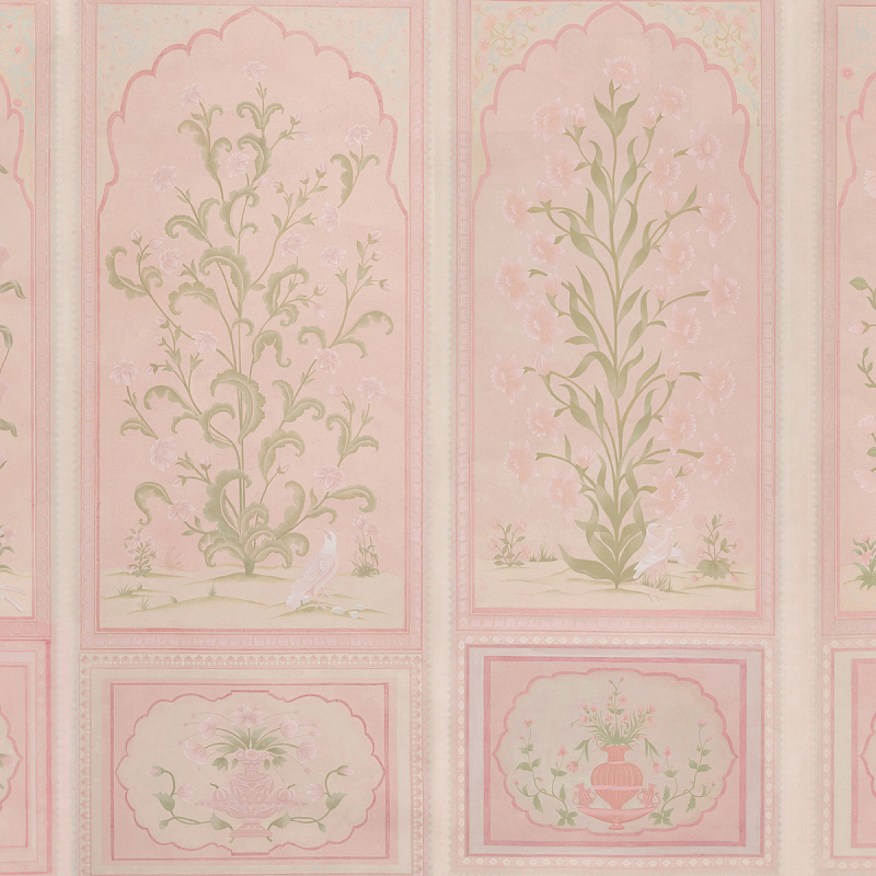 Обои ручная роспись Jharokha Arches Original colourway on pink painted Xuan paper  в Самаре | Loft Concept 