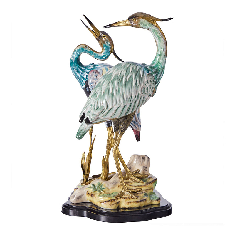 Статуэтка в виде двух птиц из фарфора с бронзовыми элементами Bird of the Garden of Eden Мульти Бронза в Самаре | Loft Concept 