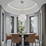 Светодиодный подвесной светильник круглой формы с металлической рамой золотого цвета Marble Glow 47 варинант исполнения - 6 | Loft Concept в Самаре