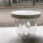 Дизайнерский журнальный стол на 3-х овальных прозрачных ножках Tukutic варинант исполнения - 2 | Loft Concept в Самаре