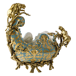 Чаша голубого цвета с оранментом и и бронзовыми фигурами леопардов Eden Garden варинант исполнения - 2 | Loft Concept в Самаре