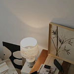 Настольная лампа с принтом на белом тканевом абажуре Roof Garden Lamp варинант исполнения - 7 | Loft Concept в Самаре