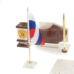 Настольный письменный набор из мрамора и лемезита с гербом и флагом России Marble Accessory варинант исполнения - 3 | Loft Concept в Самаре