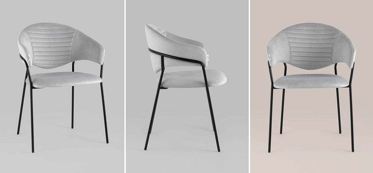 Стул Alexis Chair Светло-Серый Велюр Стул Alexis Chair Светло-Серый Велюр - Loft-Concept в Самаре