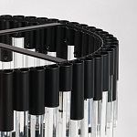 Люстра круглая из матового черного металла с подвесками из прозрачных стеклянных трубок Noir Tubes варинант исполнения - 9 | Loft Concept в Самаре