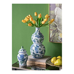 Ваза фигурная с сине-зелеными узорами распустившихся цветов Blossoming Spring варинант исполнения - 4 | Loft Concept в Самаре