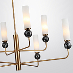 Люстра на штанге с 8-ю цилиндрическими матовыми плафонами и шарами из камня Orb Essence варинант исполнения - 7 | Loft Concept в Самаре