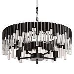 Люстра круглая из матового черного металла с подвесками из прозрачных стеклянных трубок Noir Tubes варинант исполнения - 1 | Loft Concept в Самаре