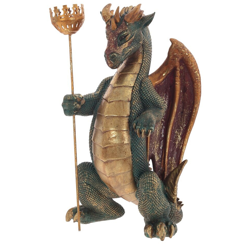 Подсвечник в виде дракона Dragon candlestick Green Brown Зеленый Коричневый Золотой в Самаре | Loft Concept 