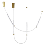 Подвесной светильник с 3-мя изогнутыми плафонами и белыми декоративными шариками PEARLS Suspension варинант исполнения - 2 | Loft Concept в Самаре