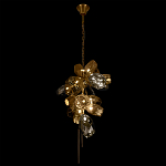 Люстра подвесная вытянутой формы с плафонами из стекла и металла с тремя вертикальными подвесками Gilded Mirage  варинант исполнения - 7 | Loft Concept в Самаре