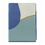 Плед из хлопка синего цвета с абстрактным принтом Elysian Flow Ocean варинант исполнения - 2 | Loft Concept в Самаре