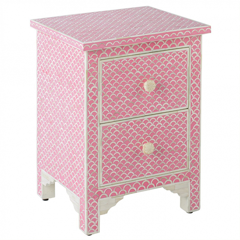 Тумбочка Pink Indian Bone Inlay nightstand Розовый в Самаре | Loft Concept 