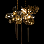 Люстра подвесная с 18-ю стеклянными плафонами с вертикальными подвесками Gilded Mirage  варинант исполнения - 8 | Loft Concept в Самаре