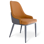 Стул оранжевый с высокой спинкой из искуственной кожи на серых металлических ножках Enigma Orange варинант исполнения - 1 | Loft Concept в Самаре