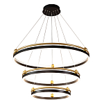 Люстра подвесная с тремя кольцами черного и золотого цвета Ring Horizontal варинант исполнения - 2 | Loft Concept в Самаре