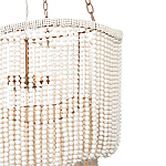 Двухъярусная люстра с подвесками из круглых деревянных бусин белая White Beads Two-tier Chandelier варинант исполнения - 3 | Loft Concept в Самаре