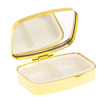 Таблетница карманная прямоугольная с 2-мя отделениями с зеркалом и накладкой из натурального камня Флюорит Gold Stone Pillboxes варинант исполнения - 3 | Loft Concept в Самаре