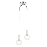 Подвесной светильник с 2-мя рельефными прозрачными плафонами из стекла и основанием цвета Хром Perforated Glass Bubbles варинант исполнения - 2 | Loft Concept в Самаре