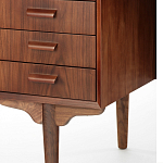 Дизайнерский письменный стол округлой формы с 4-мя ящиками и дверкой с полочками Rili варинант исполнения - 5 | Loft Concept в Самаре