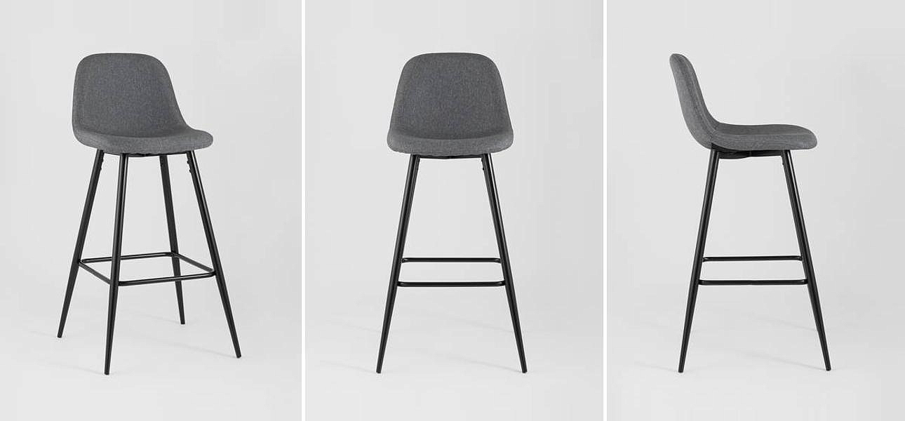 Барный Стул Archie Chair Серая Рогожка Барный Стул Archie Chair Серая Рогожка - Loft-Concept в Самаре