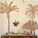 Обои с вышивкой ручной работы Deco Palms Raffia on linen варинант исполнения - 2 | Loft Concept в Самаре