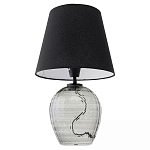 Настольная лампа с черным тканевым абажуром и фактурным прозрачным основанием Black Cone варинант исполнения - 2 | Loft Concept в Самаре