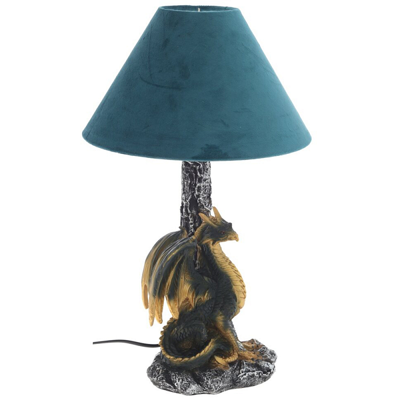 Настольная лампа Дракон Dragon Black Gold Table Lamp Синий Абажур Синий Золотой Черный Мульти Настольная лампа Дракон Dragon Black Gold Table Lamp Синий Абажур Синий Золотой Черный Мульти в Самаре | Loft Concept