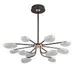 Люстра черного цвета с 12-ю прозрачными плафонами овальной формы Iona chandelier варинант исполнения - 1 | Loft Concept в Самаре