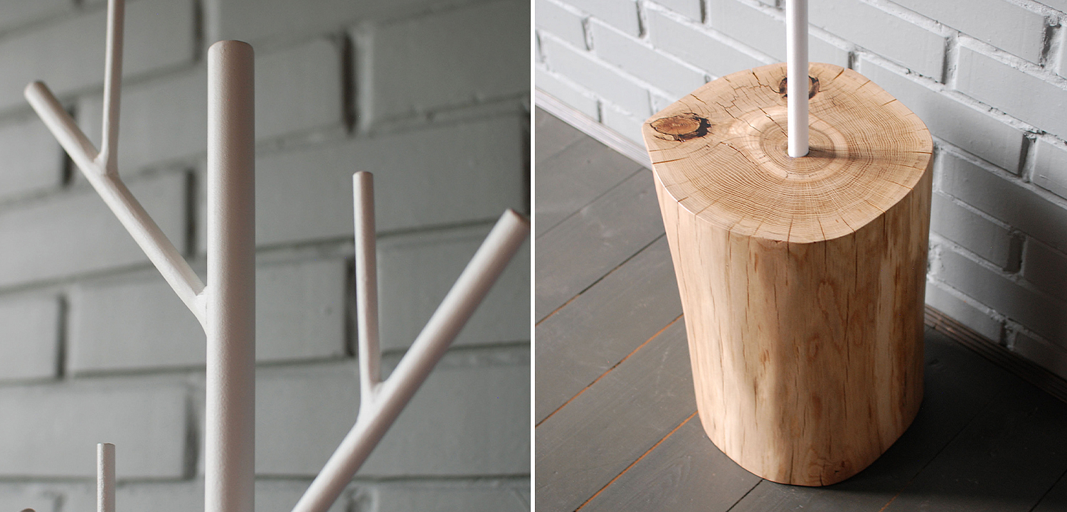 Вешалка Metal Branches and Stump Floor Hanger White Вешалка Metal Branches and Stump Floor Hanger White - Loft-Concept в Самаре