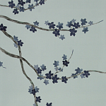 Обои ручная роспись Cherry Tree Original colourway on Adam Grey dyed silk варинант исполнения - 1 | Loft Concept в Самаре