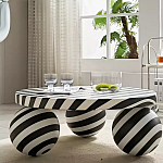 Дизайнерский журнальный стол круглый в чёрно-белую полоску Mypel варинант исполнения - 2 | Loft Concept в Самаре