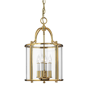 Подвесной светильник с прозрачным стеклянным цилиндрическим плафоном в классическом стиле на цепи Hinkley