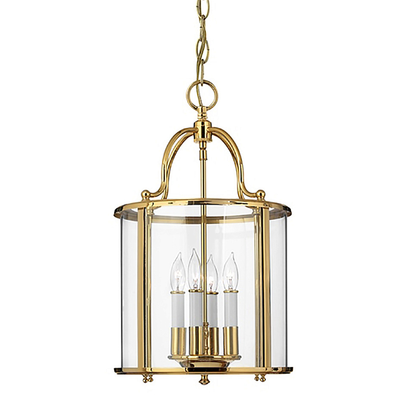 Подвесной светильник с прозрачным стеклянным цилиндрическим плафоном в классическом стиле на цепи Hinkley Латунь Прозрачное Стекло Олово Никель в Самаре | Loft Concept 