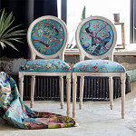 Стул из массива бука бирюзовый с изображением птиц и цветов Turquoise Beige Chinoiserie Birds Garden Chair варинант исполнения - 6 | Loft Concept в Самаре