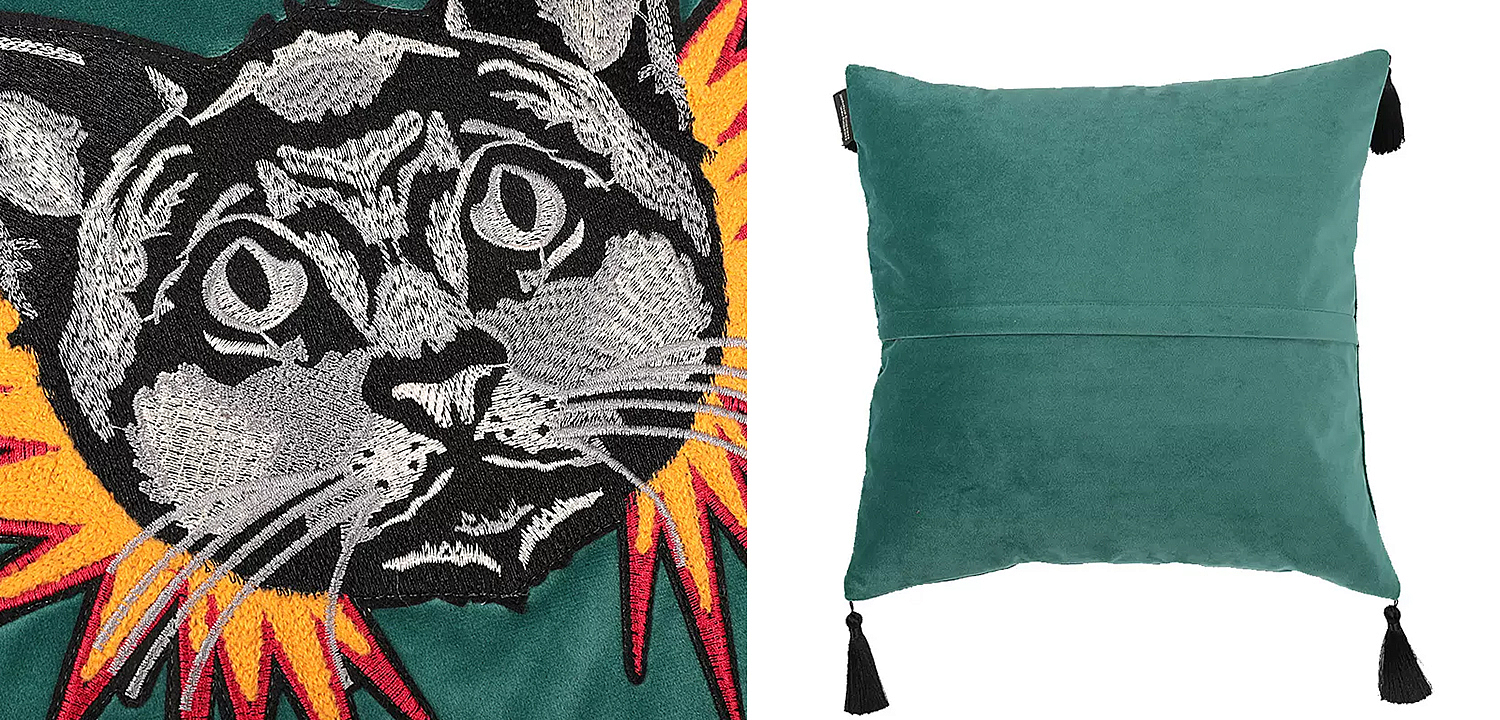 Декоративная подушка с вышивкой Стиль Gucci Cat Cushion Декоративная подушка с вышивкой Стиль Gucci Cat Cushion - Loft-Concept в Самаре