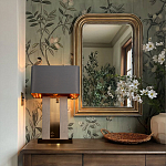 Настольная лампа с основанием из натурального камня c серым прямоугольным абажуром Lapis Tiburtinus варинант исполнения - 5 | Loft Concept в Самаре