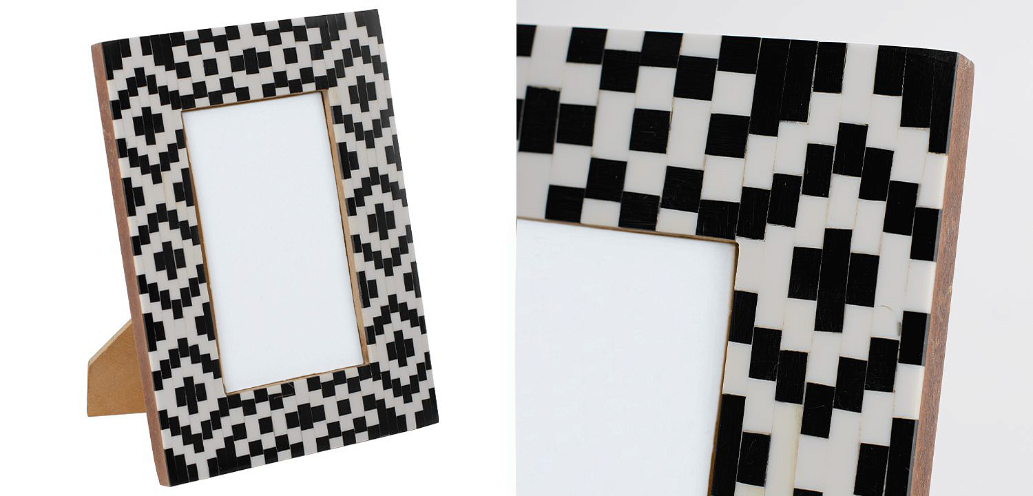 Фоторамка кость Black&white Indian Bone Inlay photo frame Фоторамка кость Black&white Indian Bone Inlay photo frame - Loft-Concept в Самаре